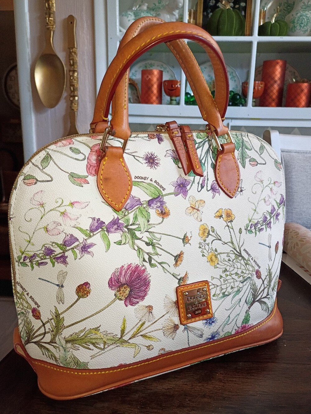 Dooney Zip Zip Botanical Floral Satchel